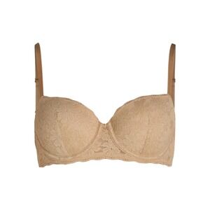 No Boundaries Womens Balconette Bra 40DD Beige Lace Padded Underwire Support